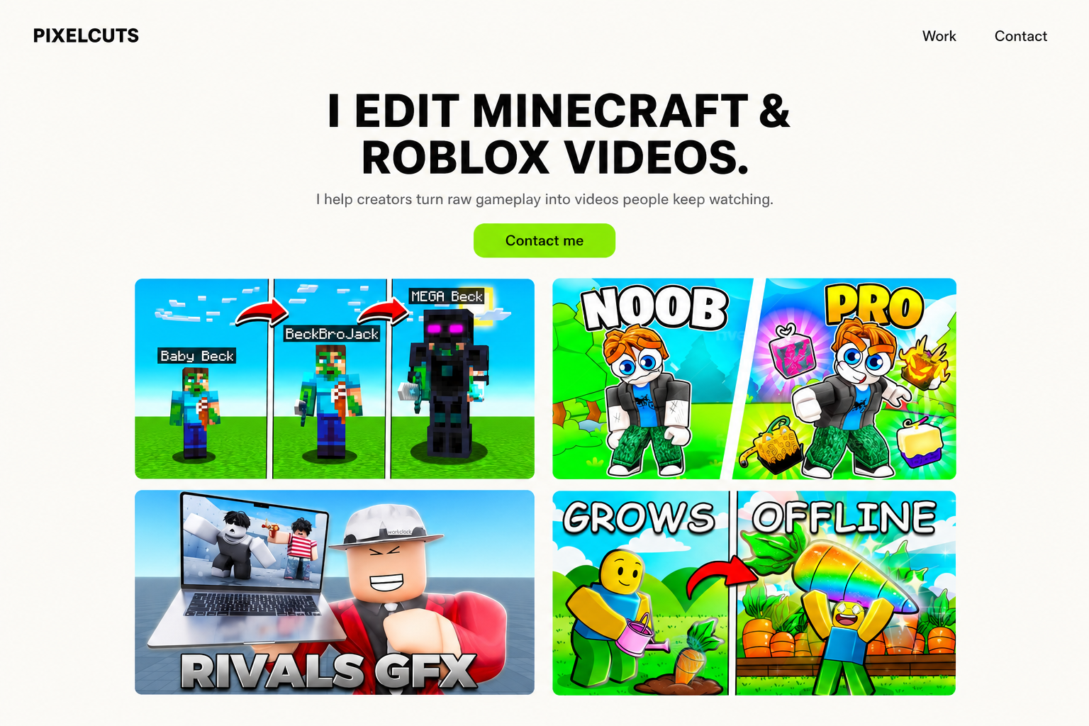 Portfólio de edição para Minecraft + Roblox